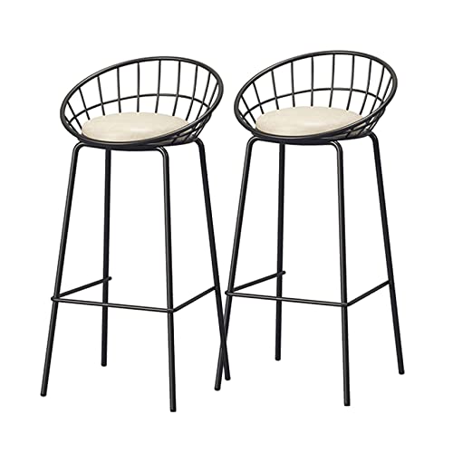 YDHSIKK Moderne Höhe Küche Bar Stühle Barhocker, 2er-Set, Thekenhocker, Außenseite aus Kunstleder, Frühstücks-/Esszimmerstühle mit schwarzem Metallrahmen und Fußstütze(White,65cm(25.6 Inch)) von YDHSIKK