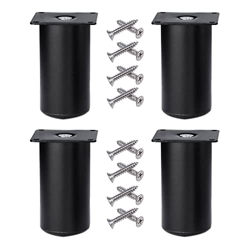 YDHSIKK Möbelbeine 4er-Pack Möbelbeine, verstellbare Schrankbeine, runde Metallfüße aus Edelstahl, höhenverstellbar 0–10 mm(Matte Black,15cm/5.91in) von YDHSIKK