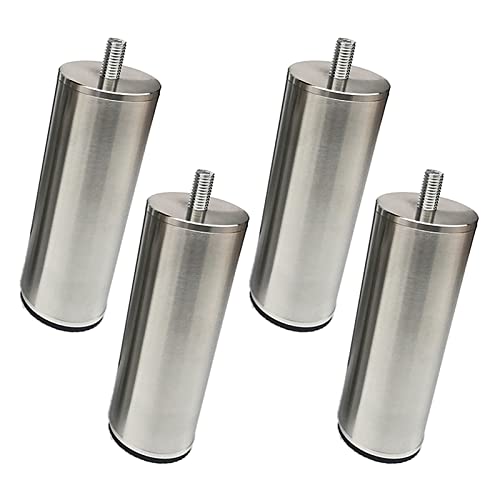 YDHSIKK Möbelbeine 4er Set Möbelbeine Edelstahl Sofafüße Runde Tischbeine, for Schreibtisch Küche Frühstücksbar Arbeitsplatte Couch Bett Schrank(14.6cm/5.75in) von YDHSIKK