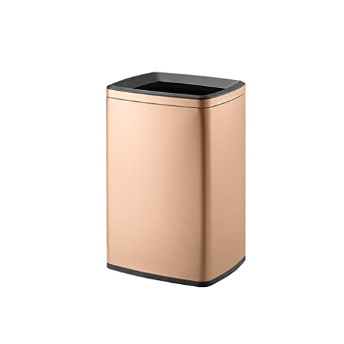 YDHSIKK Mülleimer, Dose mit großem Fassungsvermögen, Edelstahl, ohne Deckel, langes Fass, großes Kaliber, quadratisch, for Büro, Wohnzimmer, Schlafzimmer, Küche(Gold) von YDHSIKK