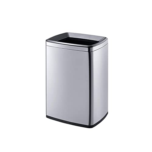 YDHSIKK Mülleimer, Dose mit großem Fassungsvermögen, Edelstahl, ohne Deckel, langes Fass, großes Kaliber, quadratisch, for Büro, Wohnzimmer, Schlafzimmer, Küche(Grey) von YDHSIKK