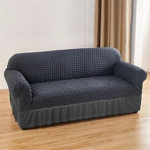 YDHSIKK Sofabedeckung l Form, Geschenk des Vaters, Elastischer Sofabezug aus Seersucker mit Rüschen, Mehrfarbig, mehrere Größen(1,Threepeople190x230cm) von YDHSIKK