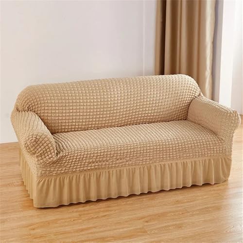 YDHSIKK Sofabedeckung l Form, Geschenk des Vaters, Elastischer Sofabezug aus Seersucker mit Rüschen, Mehrfarbig, mehrere Größen(10,Threepeople190x230cm) von YDHSIKK