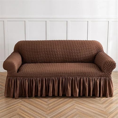 YDHSIKK Sofabedeckung l Form, Geschenk des Vaters, Elastischer Sofabezug aus Seersucker mit Rüschen, Mehrfarbig, mehrere Größen(2,Double145x185cm) von YDHSIKK