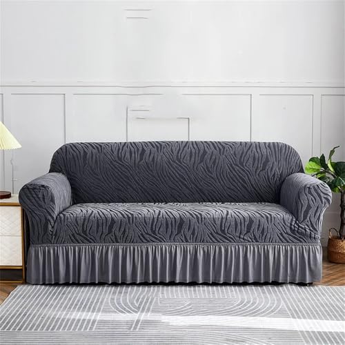 YDHSIKK Sofabedeckung l Form, Geschenk des Vaters, Elastischer Sofabezug aus gerüschtem Seersucker for das Wohnzimmer, Mehrfarbig(05,1-Seater-90-140cm) von YDHSIKK