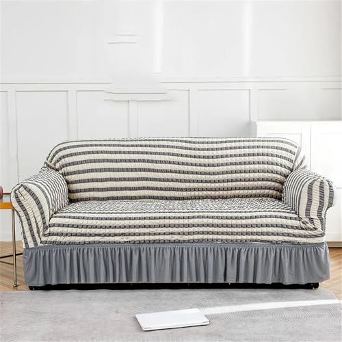 YDHSIKK Sofabedeckung l Form, Geschenk des Vaters, Seersucker-Sofabezug mit Rüschensaum, Mehrfarbig, mehrere Größen(Ztkjbh018,90x140cm) von YDHSIKK