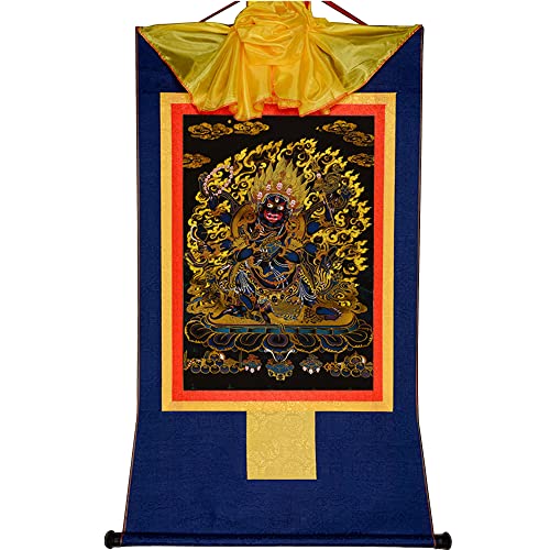 YDHSIKK Tibetische buddhistische Thangka Wand hängend, Buddhistischer Thangka-Wandteppich mit sechsarmiger Schriftrolle, Mahakala-Brokat, Mehrfarbig, mehrere Größen(Blue,XL(120cm*82cm)) von YDHSIKK