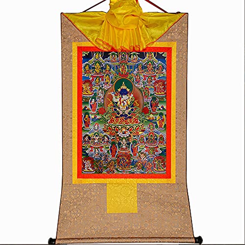 YDHSIKK Tibetische buddhistische Thangka Wand hängend, Thangka, tibetisch-buddhistisches Brokatgemälde, 42 stille Gottheiten, Bardo Thodol, Mehrfarbig, mehrere Größen(Beige,Medium(62cm*47cm)) von YDHSIKK
