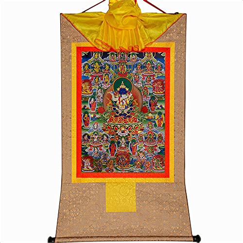YDHSIKK Tibetische buddhistische Thangka Wand hängend, Thangka, tibetisch-buddhistisches Brokatgemälde, 42 stille Gottheiten, Bardo Thodol, Mehrfarbig, mehrere Größen(Beige,XL(120cm*82cm)) von YDHSIKK