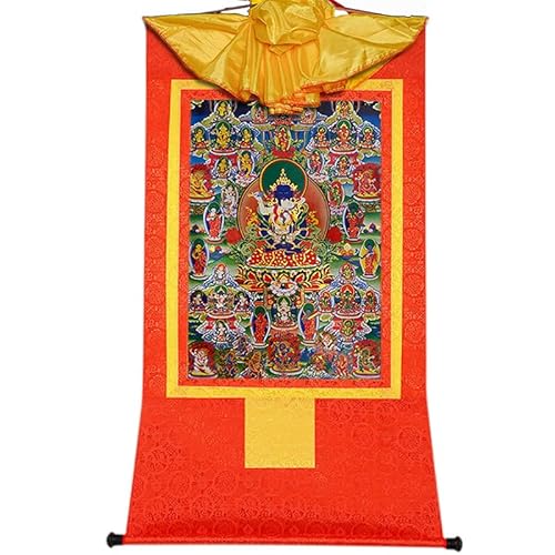 YDHSIKK Tibetische buddhistische Thangka Wand hängend, Thangka, tibetisch-buddhistisches Brokatgemälde, 42 stille Gottheiten, Bardo Thodol, Mehrfarbig, mehrere Größen(Red,XL(120cm*82cm)) von YDHSIKK