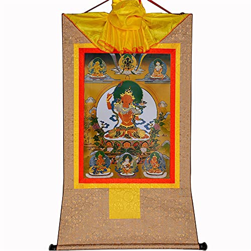 YDHSIKK Tibetische buddhistische Thangka Wand hängend, Thangka Brokat Wandbehang Fünf Formen von Manjusri Mehrfarbig Mehrere Größen(Beige,XL(120cm*82cm)) von YDHSIKK