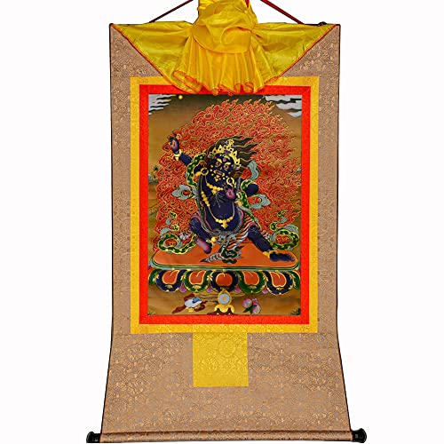 YDHSIKK Tibetische buddhistische Thangka Wand hängend, Thangka Buddhistischer Brokat-Wandteppich Vajrapani Meditation Zen-Dekor Mehrfarbig Mehrere Größen(Beige,Large(85cm*63cm)) von YDHSIKK