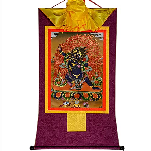 YDHSIKK Tibetische buddhistische Thangka Wand hängend, Thangka Buddhistischer Brokat-Wandteppich Vajrapani Meditation Zen-Dekor Mehrfarbig Mehrere Größen(Purple,Small(35cm*27cm)) von YDHSIKK