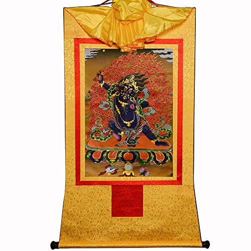 YDHSIKK Tibetische buddhistische Thangka Wand hängend, Thangka Buddhistischer Brokat-Wandteppich Vajrapani Meditation Zen-Dekor Mehrfarbig Mehrere Größen(Yellow,Medium(62cm*47cm)) von YDHSIKK