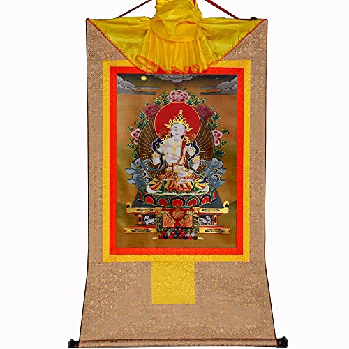 YDHSIKK Tibetische buddhistische Thangka Wand hängend, Thangka Wandbehang Brokat buddhistischen Wandteppich Vajrasatva Multicolor mehrere Größen Home Decor(Beige,Medium(62cm*47cm)) von YDHSIKK