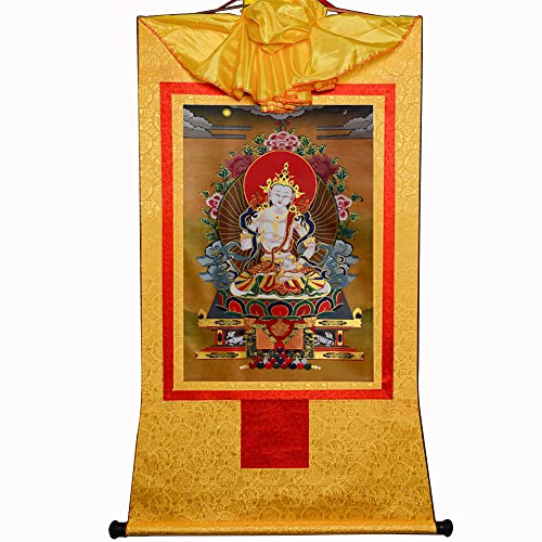 YDHSIKK Tibetische buddhistische Thangka Wand hängend, Thangka Wandbehang Brokat buddhistischen Wandteppich Vajrasatva Multicolor mehrere Größen Home Decor(Yellow,Large(85cm*63cm)) von YDHSIKK