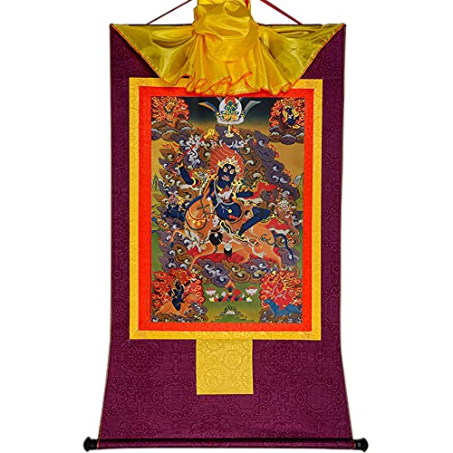 YDHSIKK Tibetische buddhistische Thangka Wand hängend, Thangka Wandteppich, tibetisch-buddhistischer Wandbehang, Palden Lhamo, Mehrfarbig, mehrere Größen(Purple,Large(85cm*63cm)) von YDHSIKK