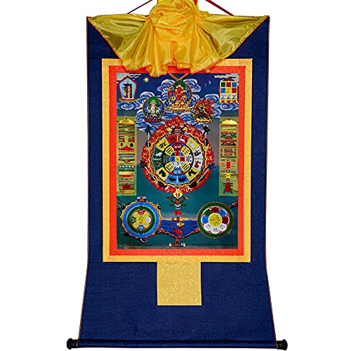 YDHSIKK Tibetische buddhistische Thangka Wand hängend, Tibetisch-buddhistische Thangka-Malerei, Wandbehang, Brokat-Wandteppich, Mehrfarbig, mehrere Größen(Blue,Medium(62cm*47cm)) von YDHSIKK