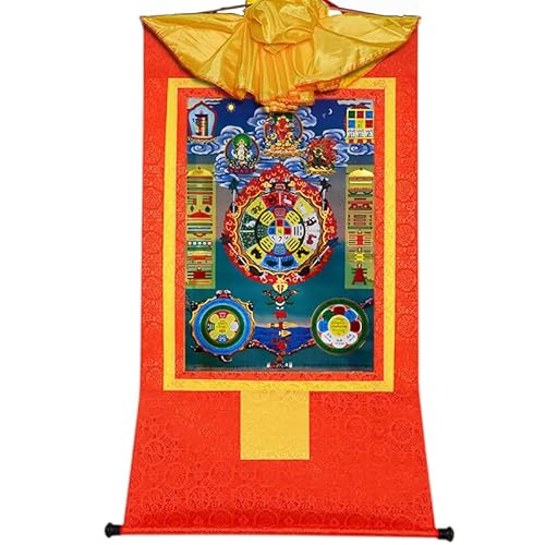 YDHSIKK Tibetische buddhistische Thangka Wand hängend, Tibetisch-buddhistische Thangka-Malerei, Wandbehang, Brokat-Wandteppich, Mehrfarbig, mehrere Größen(Red,Large(85cm*63cm)) von YDHSIKK