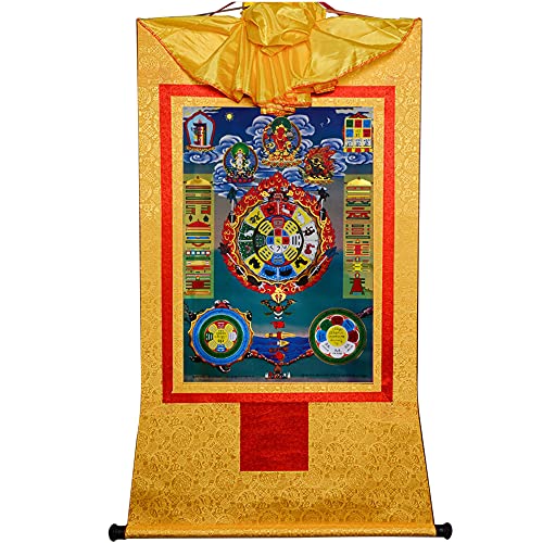 YDHSIKK Tibetische buddhistische Thangka Wand hängend, Tibetisch-buddhistische Thangka-Malerei, Wandbehang, Brokat-Wandteppich, Mehrfarbig, mehrere Größen(Yellow,Large(85cm*63cm)) von YDHSIKK