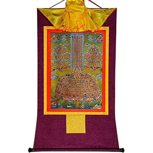 YDHSIKK Tibetische buddhistische Thangka Wand hängend, Tibetisch-buddhistische Thangka Wandbehang Brokat Je Tsongkhapa Multicolor Mehrere Größen(Purple,XL(120cm*82cm)) von YDHSIKK