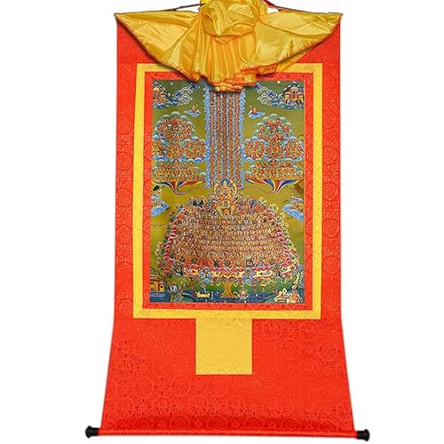 YDHSIKK Tibetische buddhistische Thangka Wand hängend, Tibetisch-buddhistische Thangka Wandbehang Brokat Je Tsongkhapa Multicolor Mehrere Größen(Red,XL(120cm*82cm)) von YDHSIKK