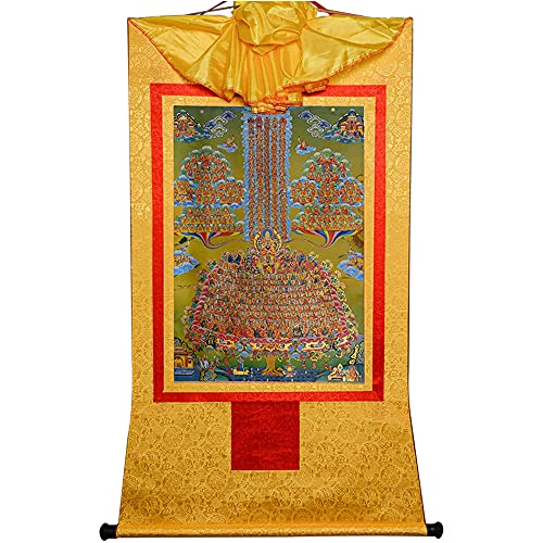 YDHSIKK Tibetische buddhistische Thangka Wand hängend, Tibetisch-buddhistische Thangka Wandbehang Brokat Je Tsongkhapa Multicolor Mehrere Größen(Yellow,Small(35cm*27cm)) von YDHSIKK