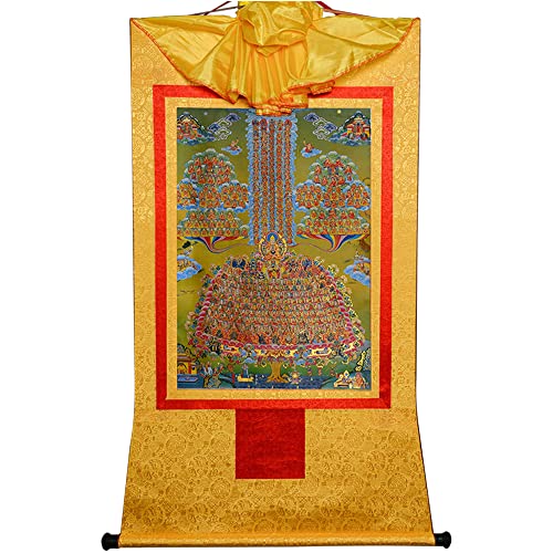 YDHSIKK Tibetische buddhistische Thangka Wand hängend, Tibetisch-buddhistische Thangka Wandbehang Brokat Je Tsongkhapa Multicolor Mehrere Größen(Yellow,XL(120cm*82cm)) von YDHSIKK