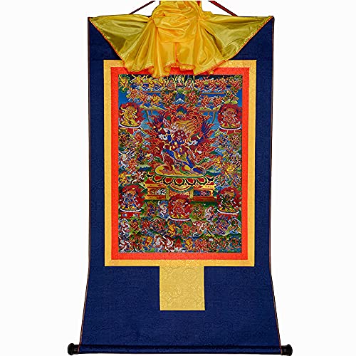 YDHSIKK Tibetische buddhistische Thangka Wand hängend, Tibetisch-buddhistisches Thangka-Gemälde, Wandteppich, 58 zornige Gottheiten, Bardo Thodol, Mehrfarbig, mehrere Größen(Blue,Large(85cm*63cm)) von YDHSIKK
