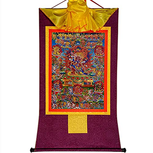 YDHSIKK Tibetische buddhistische Thangka Wand hängend, Tibetisch-buddhistisches Thangka-Gemälde, Wandteppich, 58 zornige Gottheiten, Bardo Thodol, Mehrfarbig, mehrere Größen(Purple,XL(120cm*82cm)) von YDHSIKK