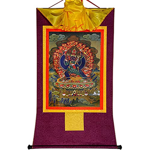 YDHSIKK Tibetische buddhistische Thangka Wand hängend, Vajrabhairava tibetisch-buddhistische Thangka Brokat Wandbehang Multicolor mehrere Größen(Purple,Large(85cm*63cm)) von YDHSIKK