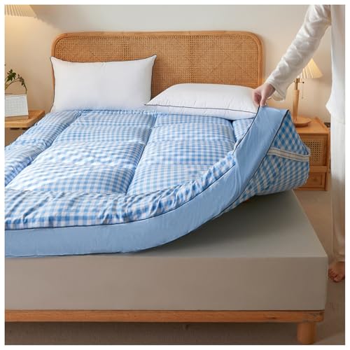 tragbarer faltbarer Holzkohlegrill, Grill im Freie Japanische Tatami-Futon-Bodenmatratze, mehrfarbig, mehrere Größen(Blue Plaid,100x200cm) von YDHSIKK
