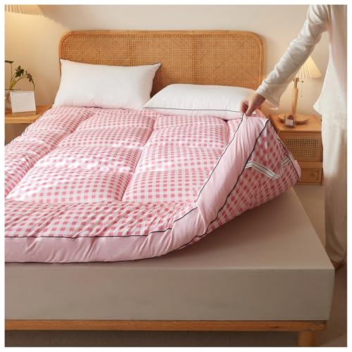 tragbarer faltbarer Holzkohlegrill, Grill im Freie Japanische Tatami-Futon-Bodenmatratze, mehrfarbig, mehrere Größen(Pink Plaid,90x200cm) von YDHSIKK