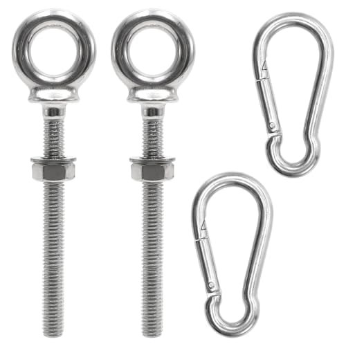 YDHfdc 2 Stück Ringschraube M8 x 80 mm Augbolzen mit Metrischem Gewinde Ösenschraube Edelstahl Augenschraube mit 2 Stück Karabiner für Befestigung und Aufhängung YDHfdc 2 Stück Ringschraube M8 x 80 mm Augbolzen mit Metrischem Gewinde Ösenschraube Edelstahl Augenschraube mit 2 Stück Karabiner für Befestigung und Aufhängung von YDHfdc