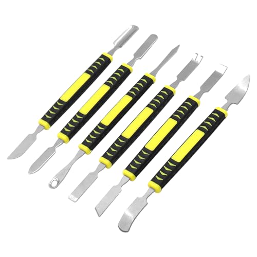 YDHfdc 6 Stücke Metall Brecheisen Set Kleiner Metall Spudger Doppelkopf DemontageWerkzeug Metall Brechstange für iPad, Laptops, Mobiltelefone, Elektronik von YDHfdc