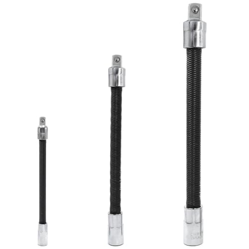 YDHfdc Flexibles Verlängerungsstangen-Set, 1,27 cm, 1/4 Zoll, 3/8 Zoll, flexible Schraubendreher-Verlängerung, Stecknuss, Verlängerungsstange für elektronische Bohrer, Schraubendreher, 3 Stück von YDHfdc