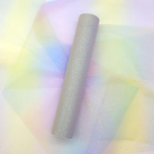 YDHfdc Tischläufer Regenbogen Glitzer 30cm x 9m Tüllstoff Farbverlauf Tischband Tüllband tüll für Schultüte Regenbogen für Hochzeit Party Dekorationen Handwerk von YDHfdc
