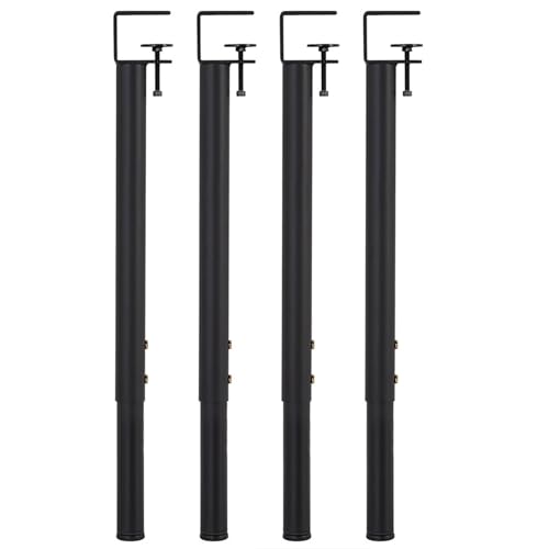YDIJFLL 4 Set Von Schreibtischbeinen Verstellbare Tischklemme Beine für DIY -möbel F Form Essschreibtischbeine mit Teleskopstangen, Schwarze Beine mit Bodenschutz(Size:schwarz) von YDIJFLL