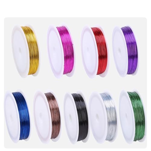 9 Brötchen 0,5 Mm Farbiger Aluminium -handwerksdraht, 360 M (1181,1 Fuß) Gesamtschmuck, Die Draht -kabel Für Perlen, Drahtverpackung, Diy -kunsthandwerk Und Skulptur Pro 131,23 Fuß/40 M Roller von YDJIANCAI