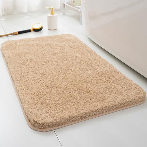 Badezimmerteppiche, Dicke Weiche Absorbierende Chenille, Schnelle Trockene Mikrofasermatten, Maschinenwaschbare Duschboden Teppiche, Bademat -läufer, Badezimmer(Size:23.62 × 35.43 in,Color:camel) von YDJIANCAI
