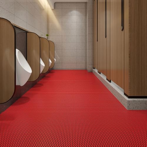 Extra Große öffentliche Toilettenbodenmatte, Saugfähige Rechteckige Bodenbelag Für Badezimmer, Toilette, Fitnessstudio Und Kommerzielle Nutzung Splash Gua(Size:35.43in/90cm×59.05in/150cm,Color:rot) von YDJIANCAI