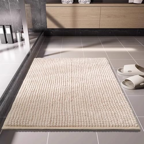 Nicht Ruhiger Badezimmerteppich Superabsorbierender Und Schnell Trockener Zotteliger Mikrofaser-badematte, Maschinenwaschbarer Wurf-teppich Für Badewanne, Dusche Und(Size:15.74 × 23.62 in,Color:camel) von YDJIANCAI