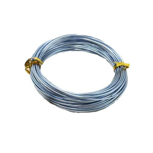 YDJIANCAI Weicher Aluminium Basteldraht - 1 Rolle - 3 Meter (9.84ft) Lang - 2mm Dicke - Bunt - Für Schmuckherstellung, Deko-Kränze, Kunstblumen und DIY Bastelprojekte(Size:9.84ft/3m,Color:blau) von YDJIANCAI