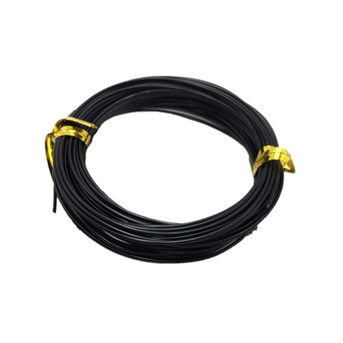 YDJIANCAI Weicher Aluminium Basteldraht - 1 Rolle - 3 Meter (9.84ft) Lang - 2mm Dicke - Bunt - Für Schmuckherstellung, Deko-Kränze, Kunstblumen und DIY Bastelprojekte(Size:9.84ft/3m,Color:schwarz) von YDJIANCAI