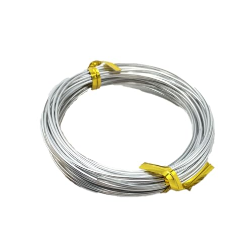 YDJIANCAI Weicher Aluminium Basteldraht - 1 Rolle - 3 Meter (9.84ft) Lang - 2mm Dicke - Bunt - Für Schmuckherstellung, Deko-Kränze, Kunstblumen und DIY Bastelprojekte(Size:9.84ft/3m,Color:Silber) von YDJIANCAI
