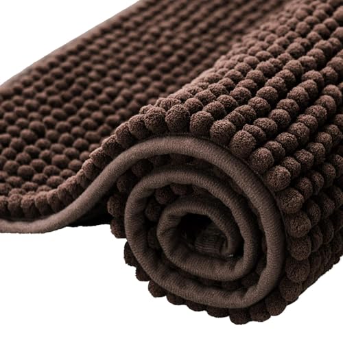 YDJIANCAI Badezimmerteppiche, Dicke Weiche Absorbierende Chenille, Schnelle Trocken(Size:19.68 × 31.49in,Color:Braun) von YDJIANCAI
