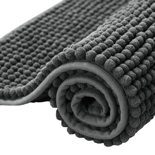 YDJIANCAI Badezimmerteppiche, Dicke Weiche Absorbierende Chenille, Schnelle Trocken(Size:19.68 × 31.49in,Color:Dunkelgrau) von YDJIANCAI