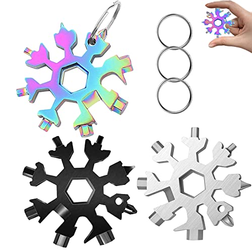 18 in 1 Schneeflocke Multi Tool, 3 Stück Schneeflocke Multitool Werkzeug, Schneeflocken Multitool Edelstahl Schneeflocke Werkzeug, Snowflake Multitool für Papa Weihnachtsgeschenke (3pcs) von YDMAJF