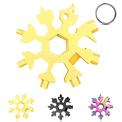 18 in 1 Schneeflocke Multi Tool, Schneeflocke Multitool Werkzeug, Schneeflocken Multitool Edelstahl Schneeflocke Werkzeug, Snowflake Multitool für Papa Geburtstag Weihnachtsgeschenke (Gold) von YDMAJF