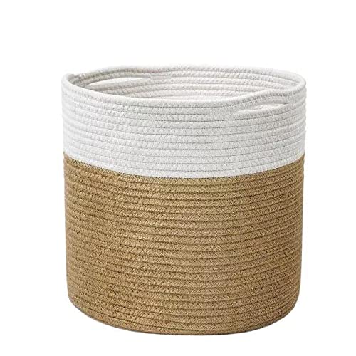 YDQUANI Baumwolle Seil Pflanzenkorb für Blumentopf Indoor Pflanzer, 20 x 20 cm Jute faltbar Lagerung Korb Veranstalter Modernes Dekor Haushalt Wäschekorb von YDQUANI